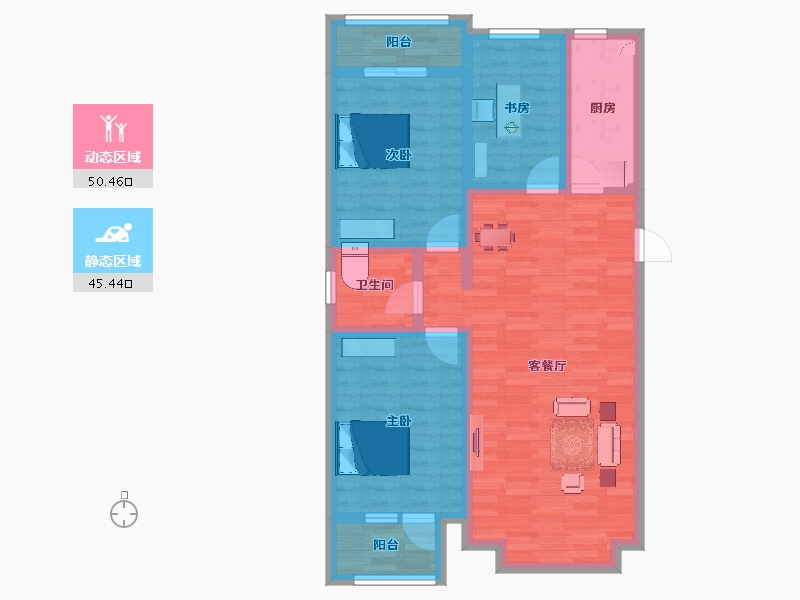 河北省-秦皇岛市-明星·朗樾-84.72-户型库-动静分区