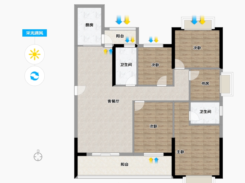 湖北省-咸宁市-信达森林公馆-129.28-户型库-采光通风