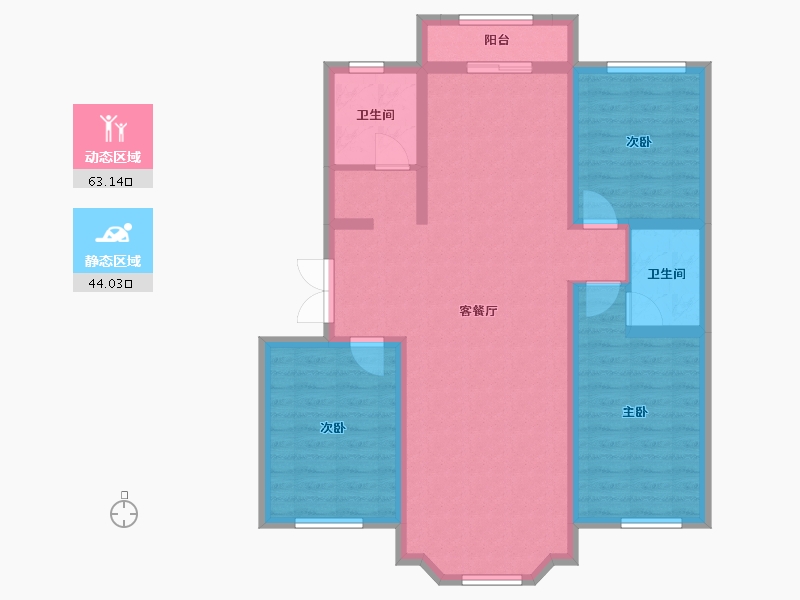 黑龙江省-齐齐哈尔市-中冶滨江半岛-96.00-户型库-动静分区