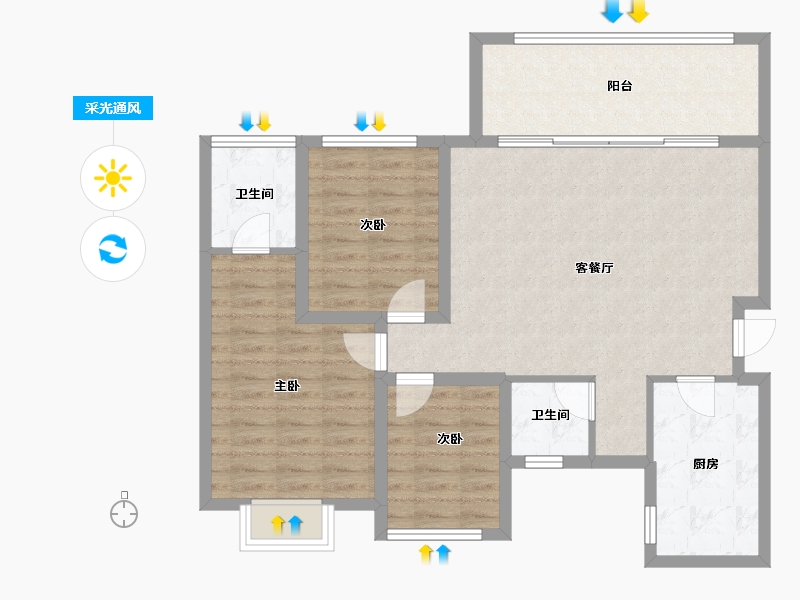 四川省-南充市-鸿通翡翠城-92.16-户型库-采光通风