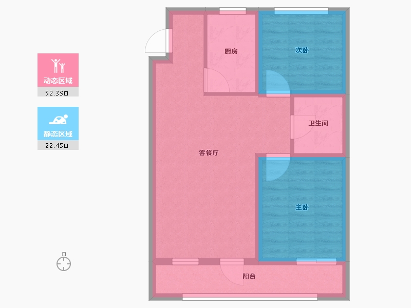 辽宁省-葫芦岛市-乾瑞嘉山墅天悦-66.50-户型库-动静分区