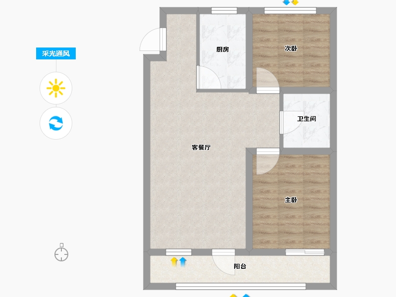 辽宁省-葫芦岛市-乾瑞嘉山墅天悦-66.50-户型库-采光通风