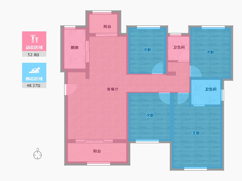 四川省-南充市-金为领地悦城-89.90-户型库-动静分区