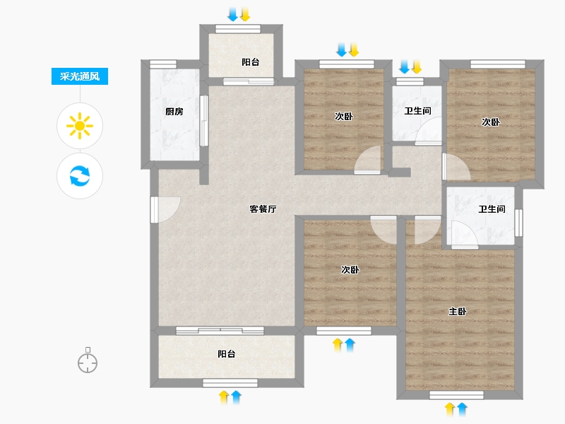 四川省-南充市-金为领地悦城-89.90-户型库-采光通风