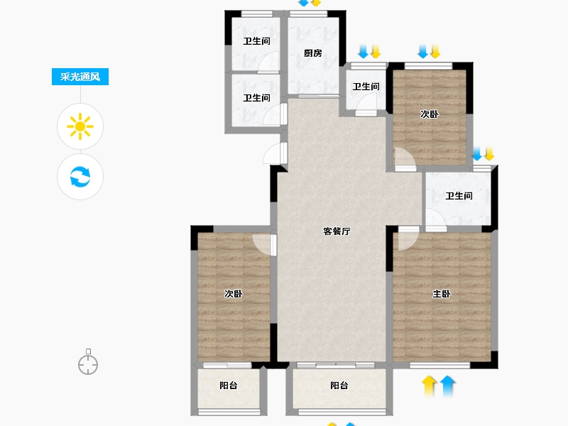 河南省-洛阳市-东展旖和园-105.60-户型库-采光通风