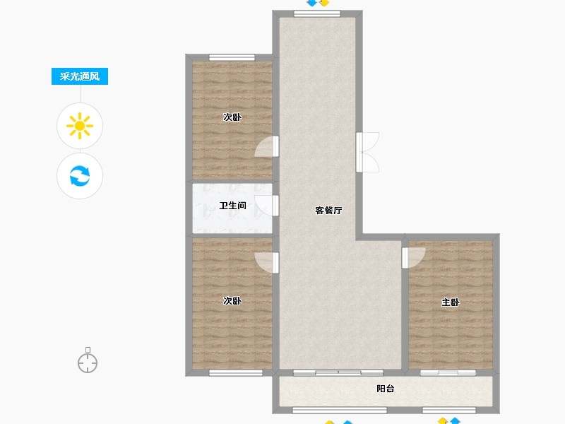 黑龙江省-黑河市-华泰東城御府-109.13-户型库-采光通风