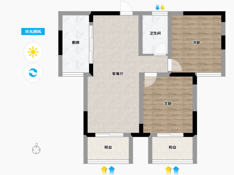 河南省-洛阳市-东展旖和园-67.20-户型库-采光通风