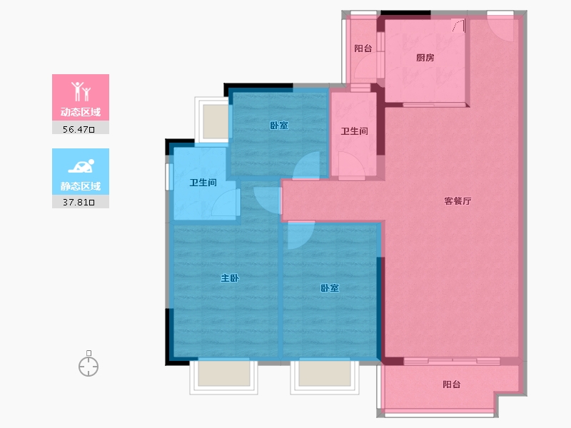 广东省-东莞市-山水江南玖峯-84.82-户型库-动静分区