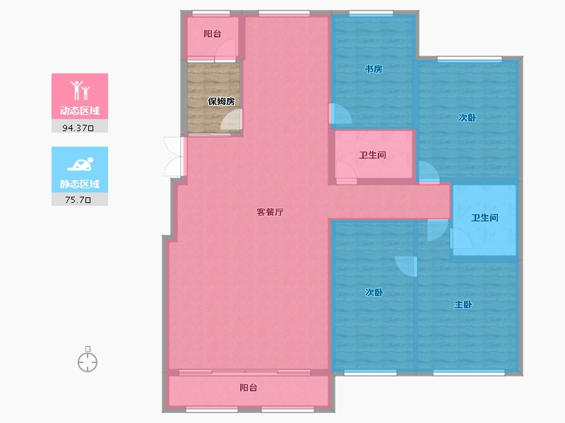 黑龙江省-黑河市-华泰東城御府-161.51-户型库-动静分区