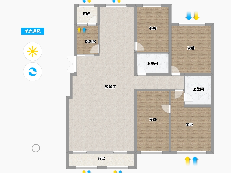 黑龙江省-黑河市-华泰東城御府-161.51-户型库-采光通风