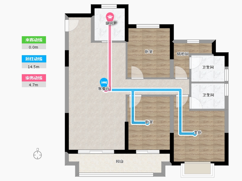 浙江省-金华市-朗诗桃源里-96.80-户型库-动静线