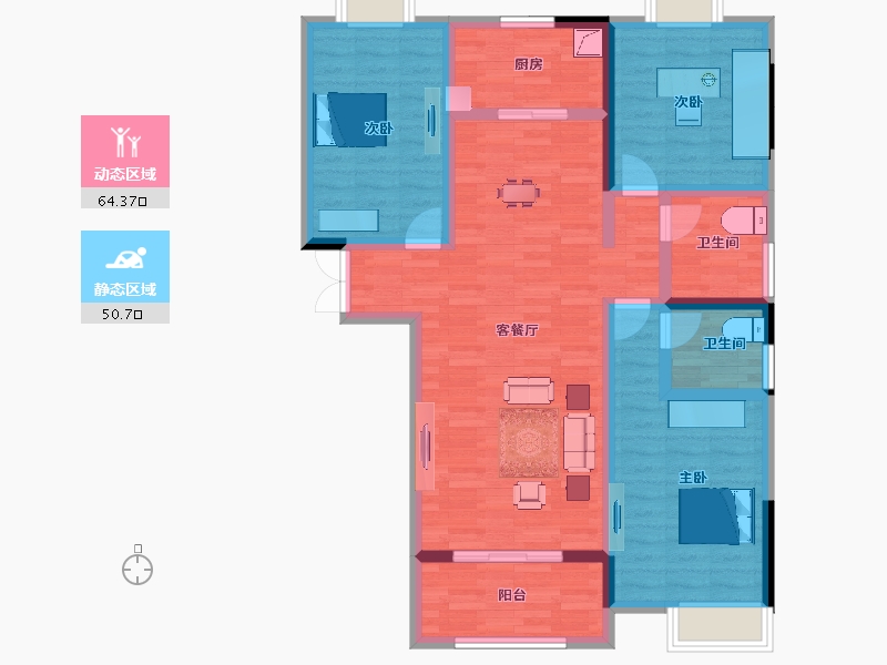 湖北省-荆门市-佳信·凯旋城-102.13-户型库-动静分区