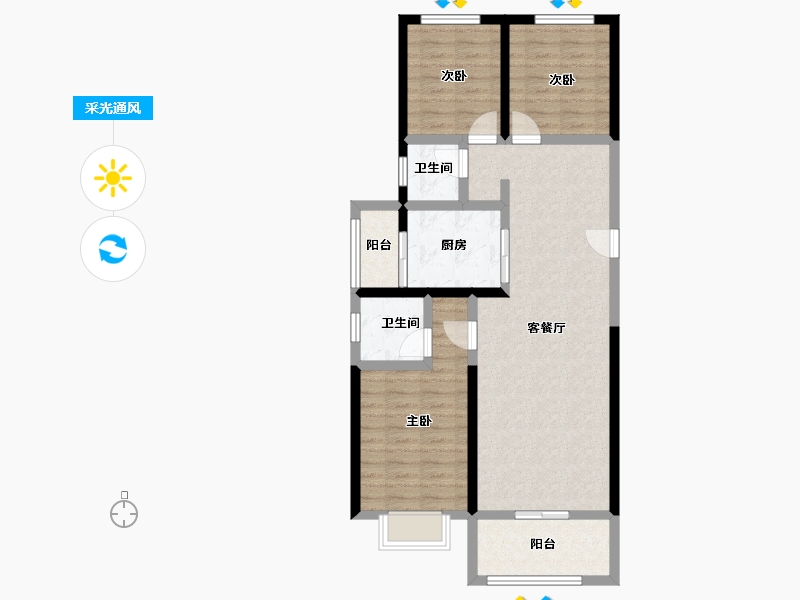 甘肃省-天水市-嘉元·观澜国际-85.38-户型库-采光通风