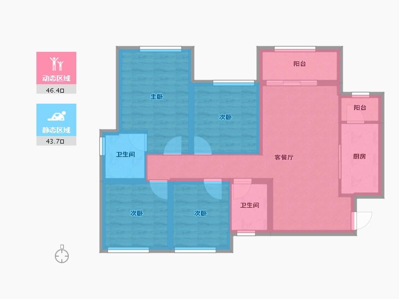 四川省-南充市-金为领地悦城-79.57-户型库-动静分区