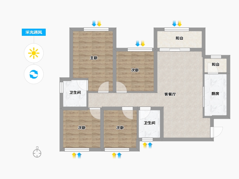 四川省-南充市-金为领地悦城-79.57-户型库-采光通风