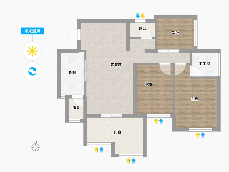 四川省-南充市-鸿通文德中央大境-73.21-户型库-采光通风