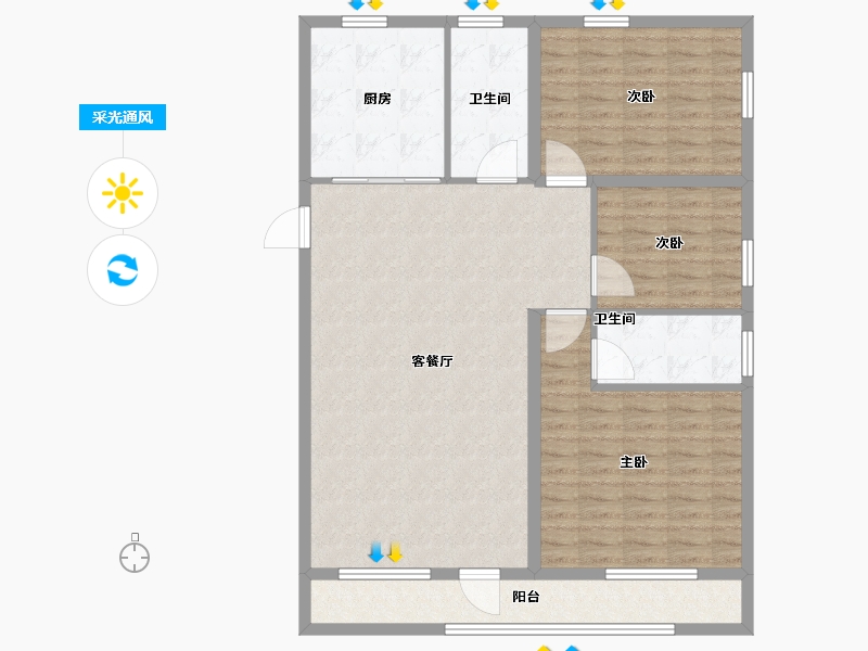 辽宁省-葫芦岛市-乾瑞嘉山墅天悦-115.17-户型库-采光通风