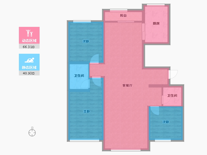 黑龙江省-齐齐哈尔市-中冶滨江半岛-96.00-户型库-动静分区