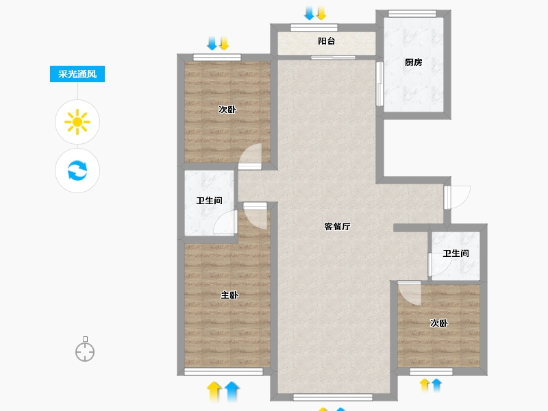 黑龙江省-齐齐哈尔市-中冶滨江半岛-96.00-户型库-采光通风