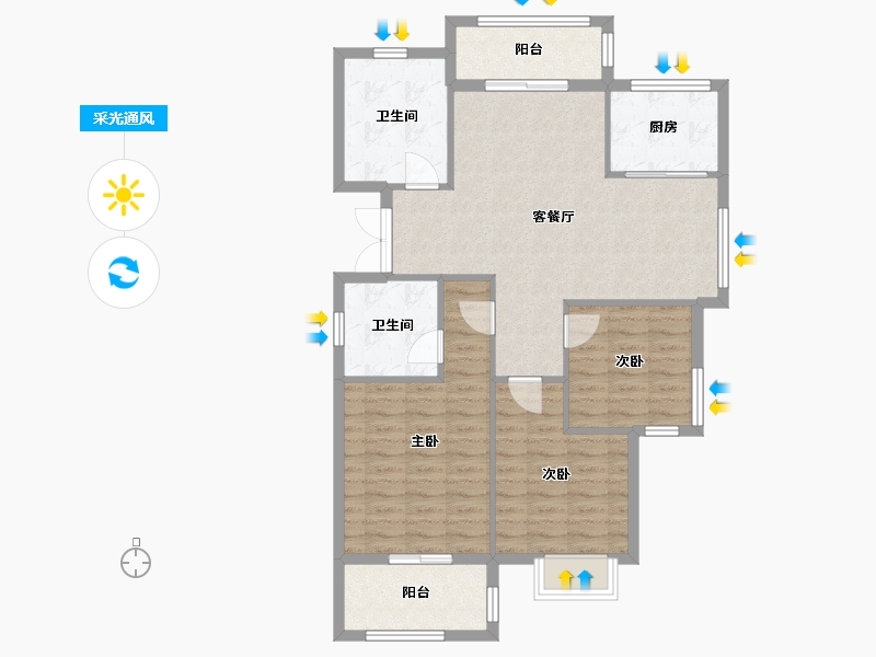 湖北省-荆门市-凯凌·香格里拉三期-94.07-户型库-采光通风