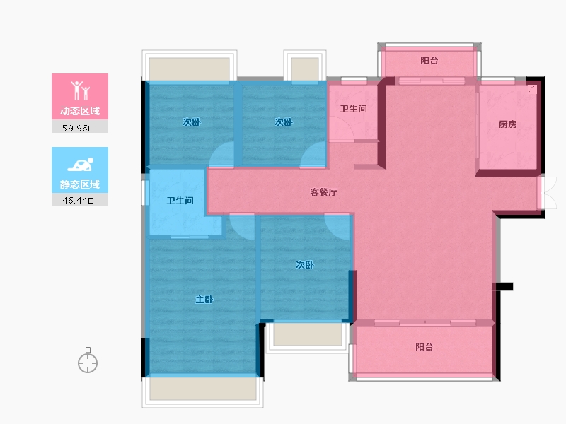 湖南省-郴州市-众联北城天悦-95.92-户型库-动静分区