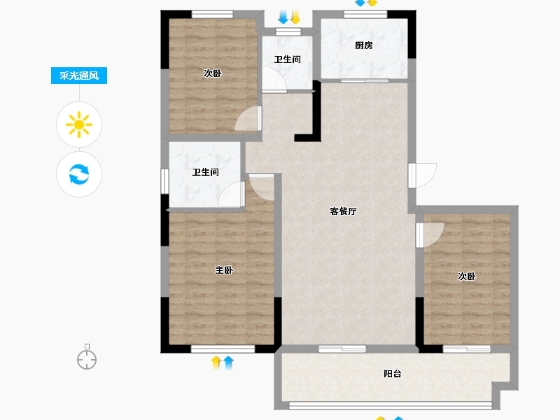 安徽省-宿州市-砀山兰庭雅苑-97.33-户型库-采光通风