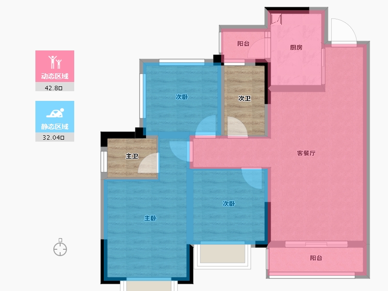 四川省-绵阳市-家福来澜苑-73.37-户型库-动静分区