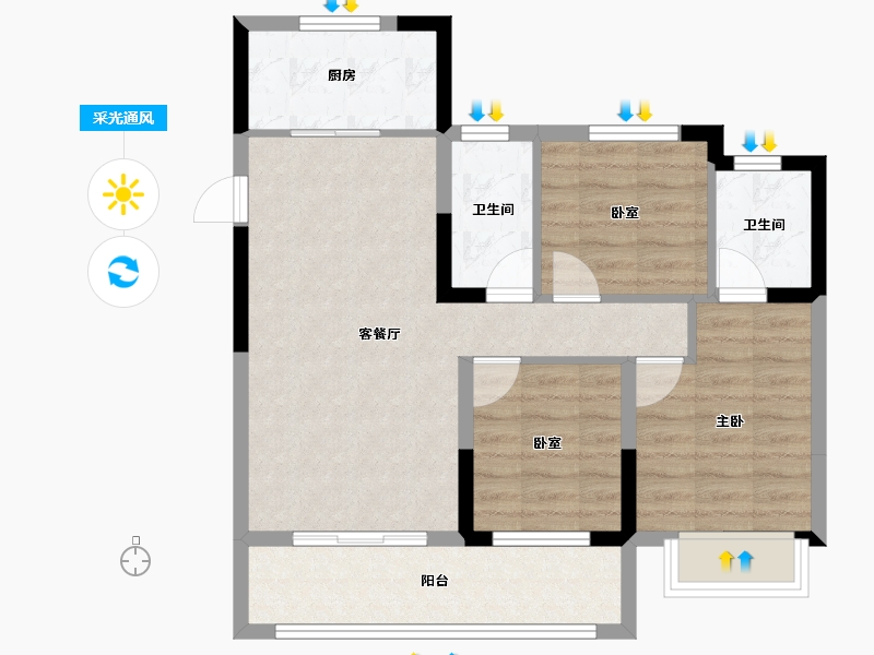 河南省-漯河市-昌建璟上-71.66-户型库-采光通风