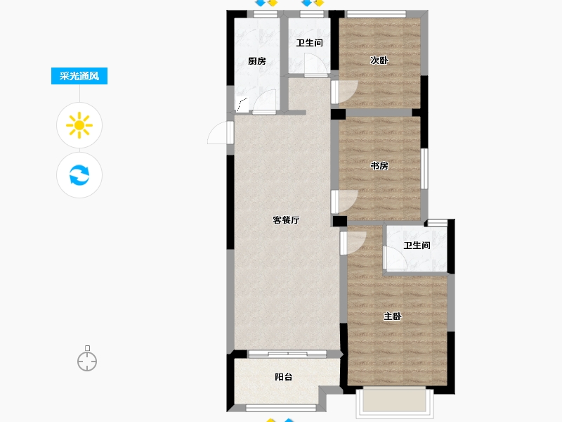 湖南省-岳阳市-祥生金麟府-78.80-户型库-采光通风