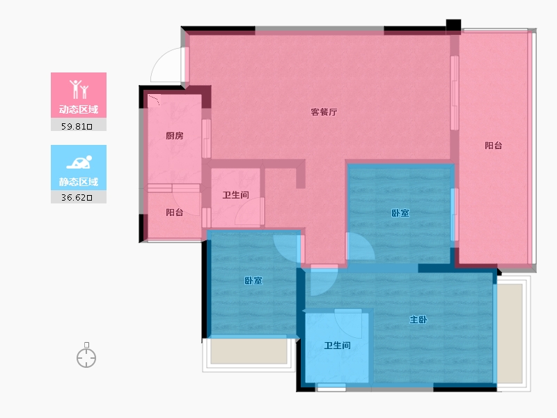 四川省-绵阳市-富临绵州水郡-85.81-户型库-动静分区