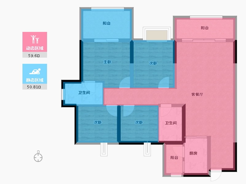 四川省-南充市-科华北辰天璞-98.33-户型库-动静分区