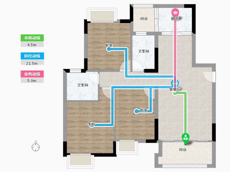 四川省-绵阳市-羌多娜溪院-89.36-户型库-动静线