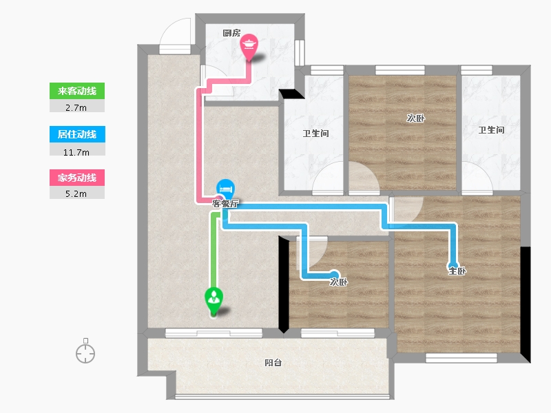 福建省-宁德市-庭盛·阳光壹号院-72.12-户型库-动静线