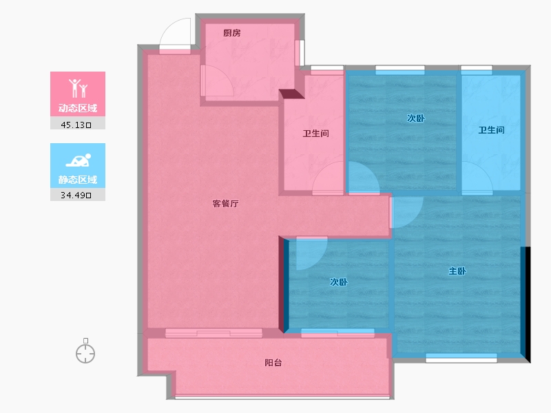 福建省-宁德市-庭盛·阳光壹号院-72.12-户型库-动静分区