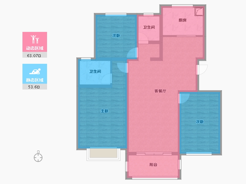 辽宁省-阜新市-东盛·阳光新城-103.99-户型库-动静分区