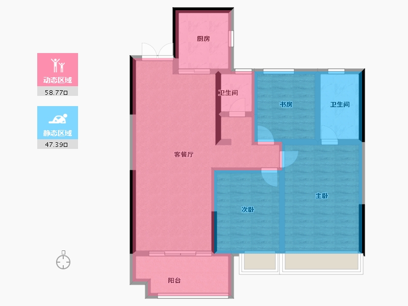 山东省-菏泽市-鲁商蓝岸公馆-94.40-户型库-动静分区