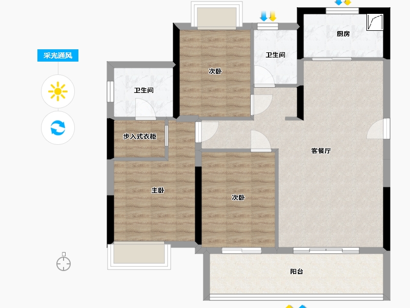 福建省-龙岩市-融创观樾台-89.00-户型库-采光通风