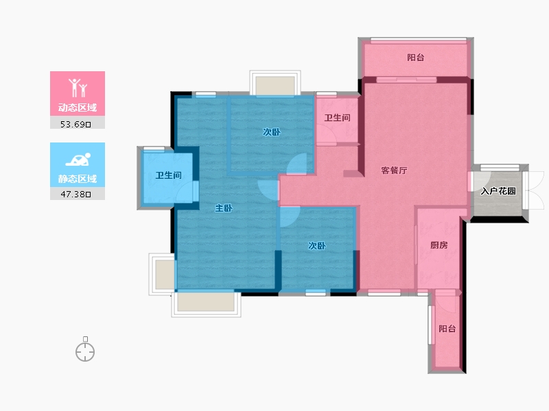 贵州省-黔东南苗族侗族自治州-虹祥·东城里-93.72-户型库-动静分区