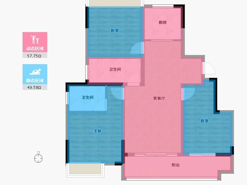 安徽省-阜阳市-阜南华安城-96.00-户型库-动静分区