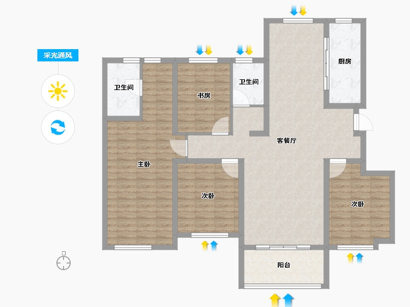 辽宁省-阜新市-东盛·阳光新城-127.20-户型库-采光通风