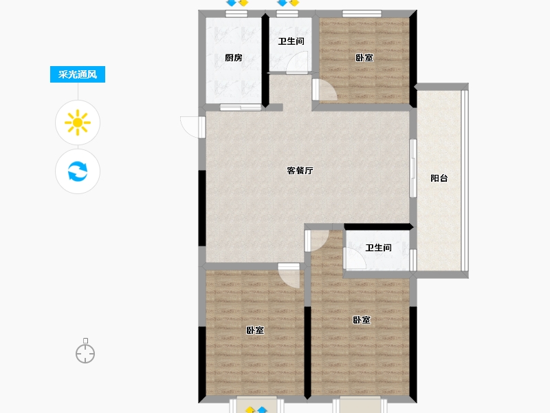 山东省-泰安市-融锦·锦华园-105.26-户型库-采光通风