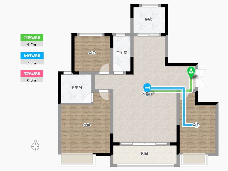 河南省-洛阳市-美庐新苑-108.01-户型库-动静线