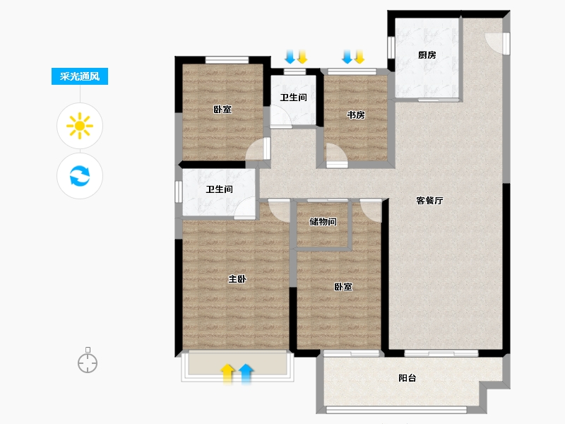 河南省-漯河市-悦璟学府里-114.40-户型库-采光通风