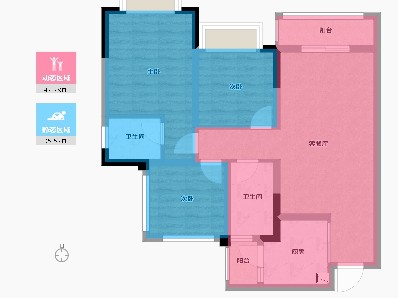 四川省-绵阳市-家福来澜苑-73.15-户型库-动静分区