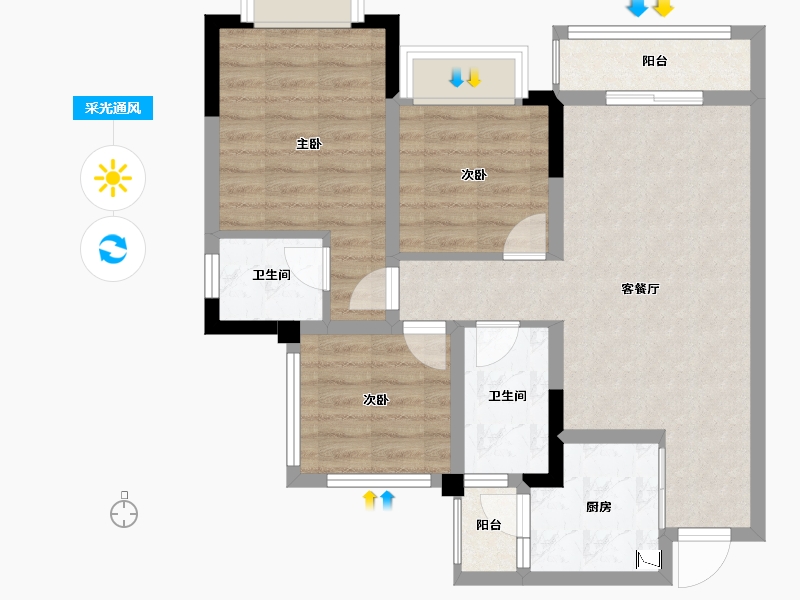 四川省-绵阳市-家福来澜苑-73.15-户型库-采光通风