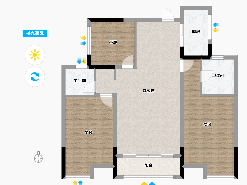 河南省-洛阳市-东展旖和园-98.08-户型库-采光通风