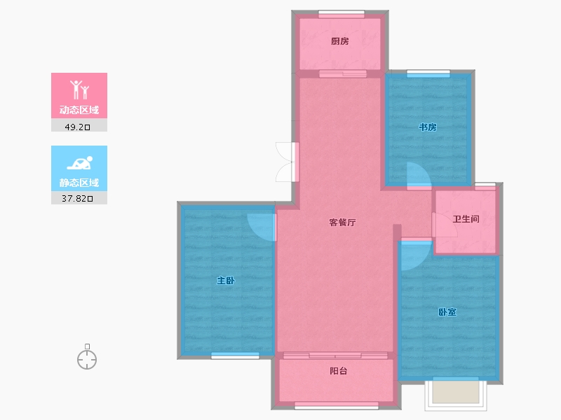 内蒙古自治区-呼和浩特市-东河院子-78.34-户型库-动静分区