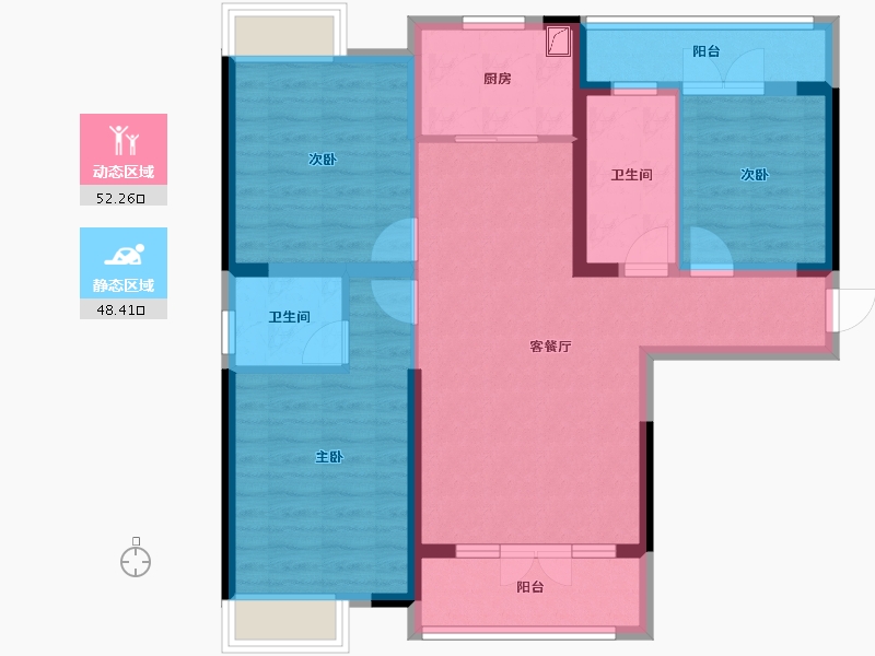 湖北省-咸宁市-兴旺学府-89.05-户型库-动静分区