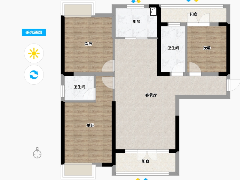 湖北省-咸宁市-兴旺学府-89.05-户型库-采光通风