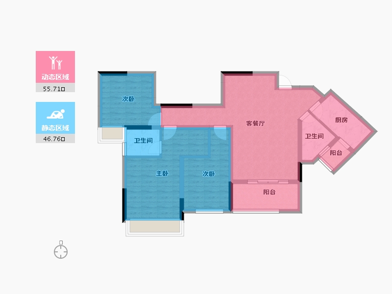 贵州省-黔东南苗族侗族自治州-中泓·依云美镇-90.62-户型库-动静分区